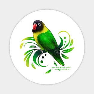 Green Black Masked Lovebird Magnet